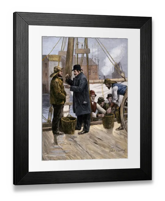 Framed Print : Sampling the Maryland oyster catch, 1800s Framed Print : Sampling the Maryland oyster catch, 1800s