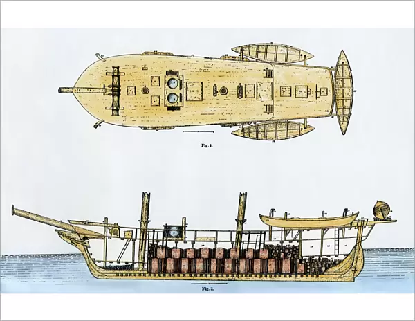 Whaling ship diagram, 1800s
