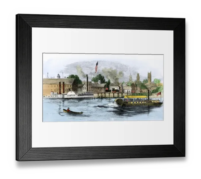 Framed Print : Hartford on the Connecticut River, 1850s Framed Print : Hartford on the Connecticut River, 1850s