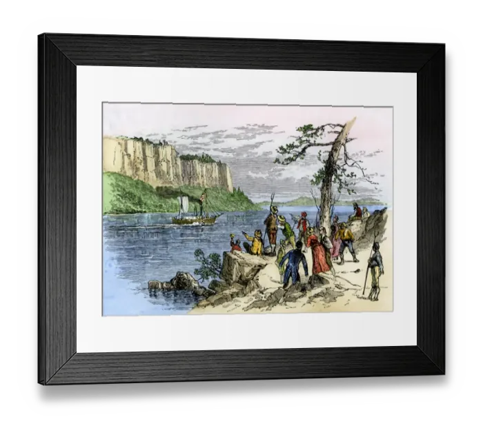 Framed Print : First steamboat, the Clermont, on the Hudson River Framed Print : First steamboat, the Clermont, on the Hudson River