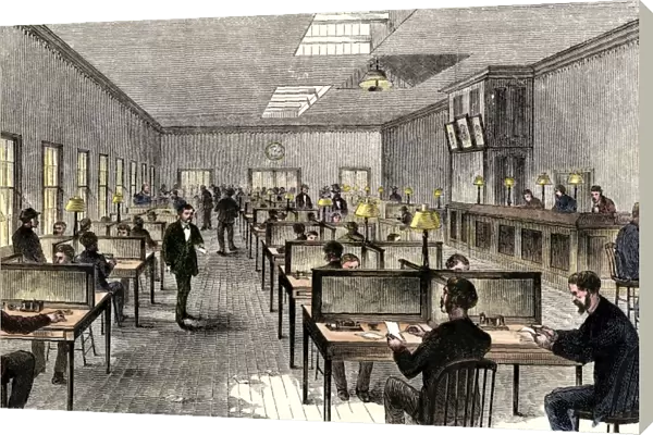 Western Union office in New York City, 1870s