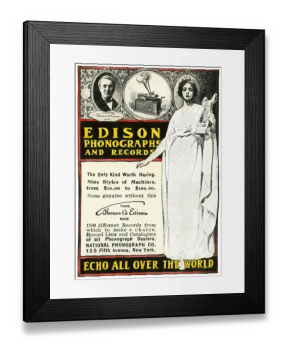 Framed Print : Edison phonography ad, 1901 Framed Print : Edison phonography ad, 1901