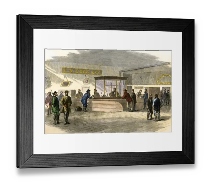 Framed Print : Prospectors bringing gold to a Denver bank, 1860s Framed Print : Prospectors bringing gold to a Denver bank, 1860s