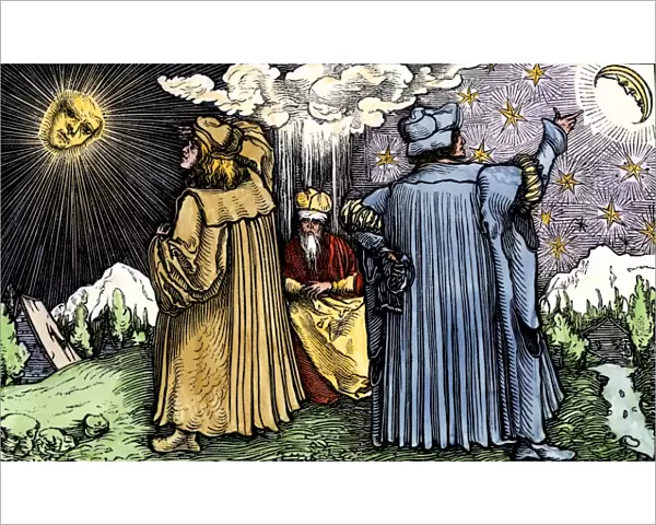 Medieval astronomers studying the sky