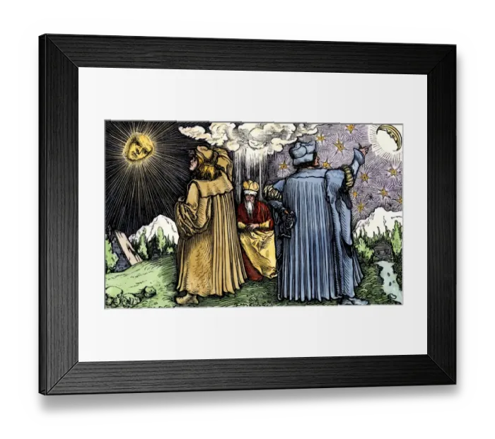 Framed Print : Medieval astronomers studying the sky Framed Print : Medieval astronomers studying the sky
