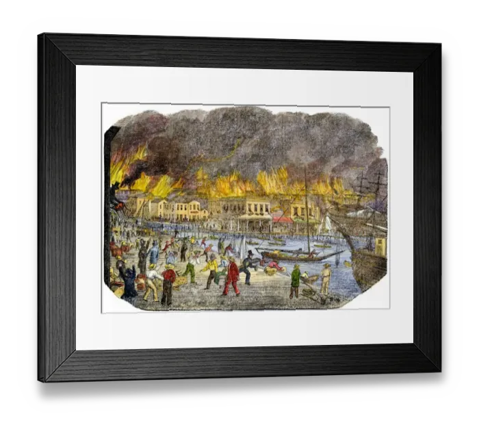 Framed Print : Fire in San Francisco, 1851
