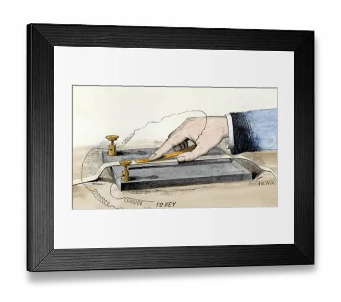 Framed Print : Edisons telegraph, 1870s