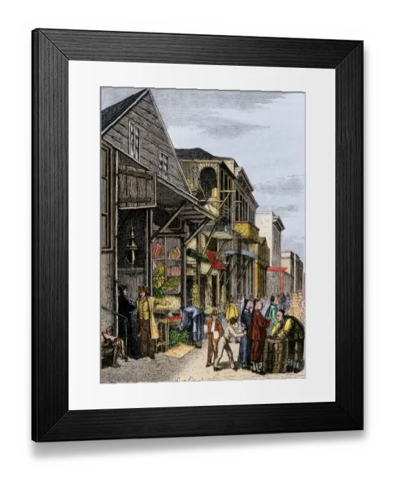 Framed Print : Chinatown shops, San Francisco, 1880s Framed Print : Chinatown shops, San Francisco, 1880s