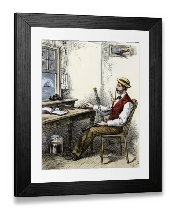 Framed Print : Telegraph office at Sandy Hook, New Jersey, 1870s