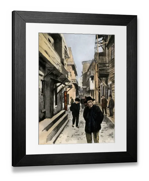Framed Print : Chinatown street, San Francisco, 1800s Framed Print : Chinatown street, San Francisco, 1800s
