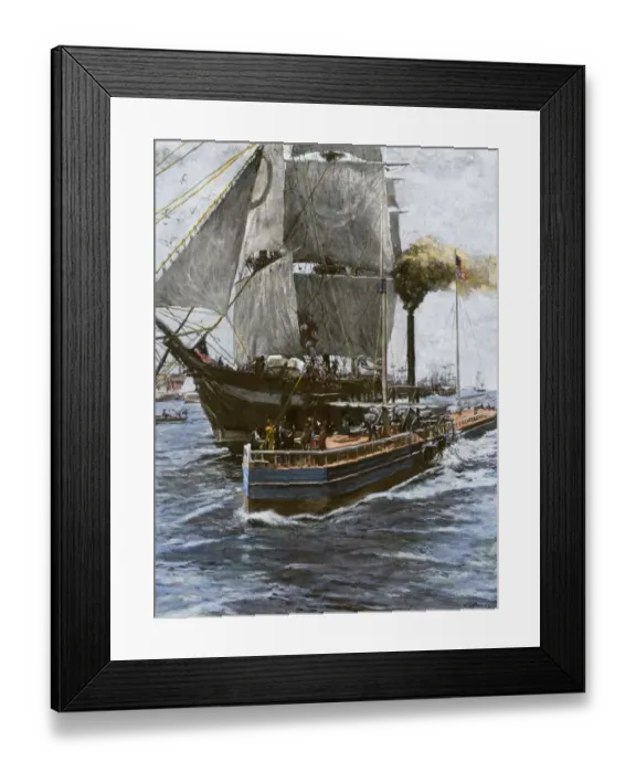 Framed Print : Fultons steamboat Clermont on the Hudson River Framed Print : Fultons steamboat Clermont on the Hudson River
