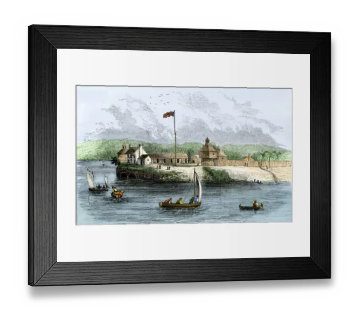 Framed Print : Mississippi River boats passing Fort Armstrong Framed Print : Mississippi River boats passing Fort Armstrong
