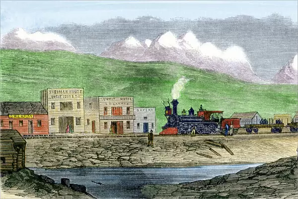 Transcontinental railroad in a Wyoming frontier town