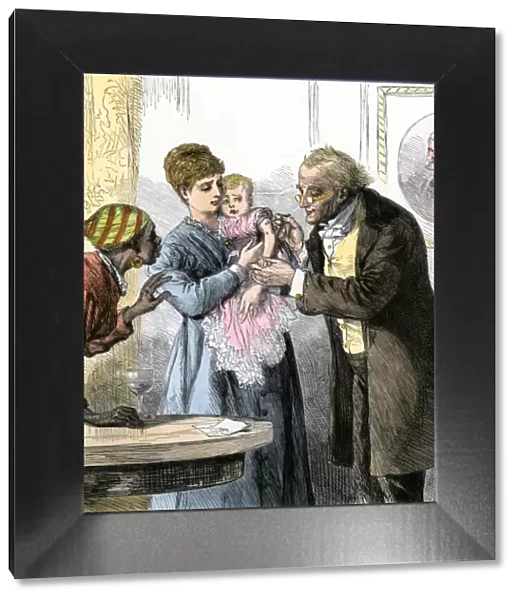 Child inoculated with smallpox vaccine, 1870