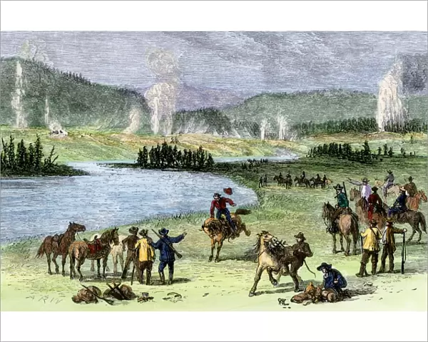 Yellowstone National Park visitors on horseback, 1880s