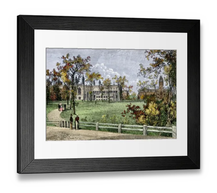 Framed Print : Harvard College, 1870s Framed Print : Harvard College, 1870s