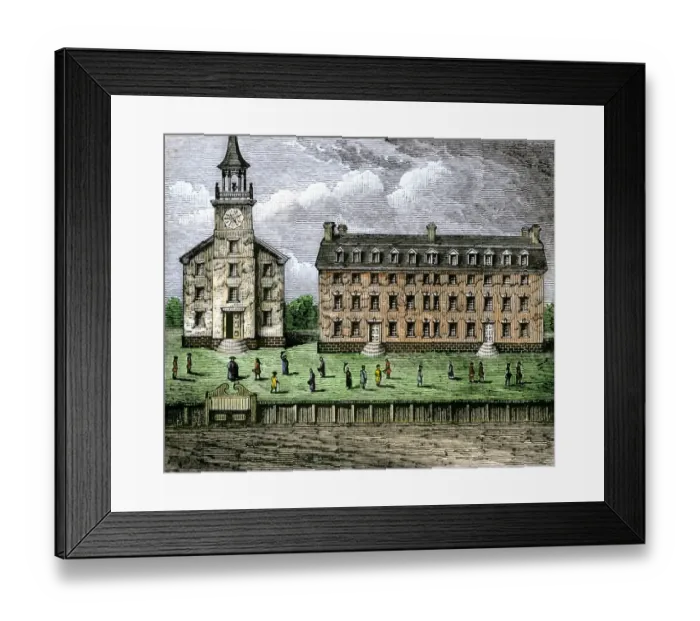 Framed Print : Yale Universitiy in the late 1700s Framed Print : Yale Universitiy in the late 1700s