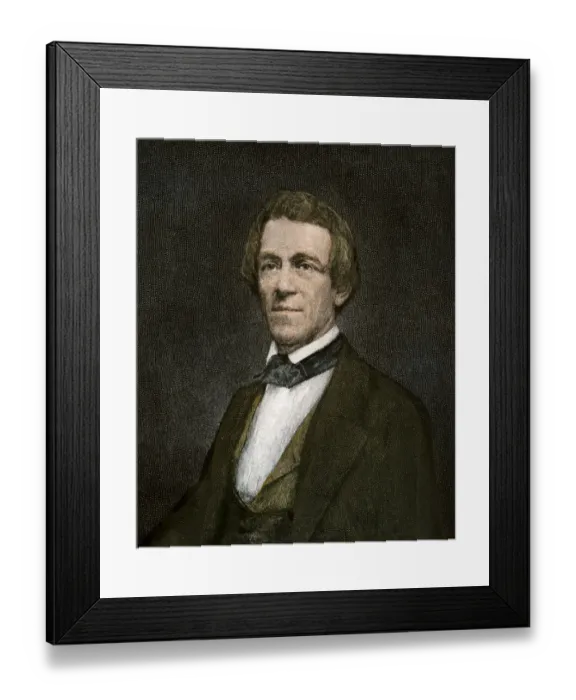 Framed Print : Alfred Vail. Hand-colored engraving of a 19th-century portrait Framed Print : Alfred Vail. Hand-colored engraving of a 19th-century portrait