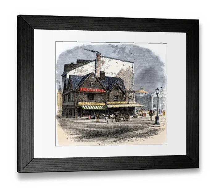 Framed Print : Boston Tea Party conspirators meeting-place