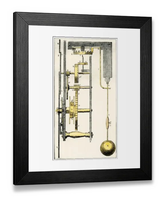 Framed Print : Huygens clock diagram Framed Print : Huygens clock diagram