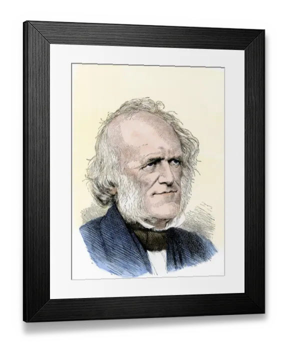 Framed Print : Geologist Charles Lyell. Hand-colored woodcut of a 19th-century portrait Framed Print : Geologist Charles Lyell. Hand-colored woodcut of a 19th-century portrait
