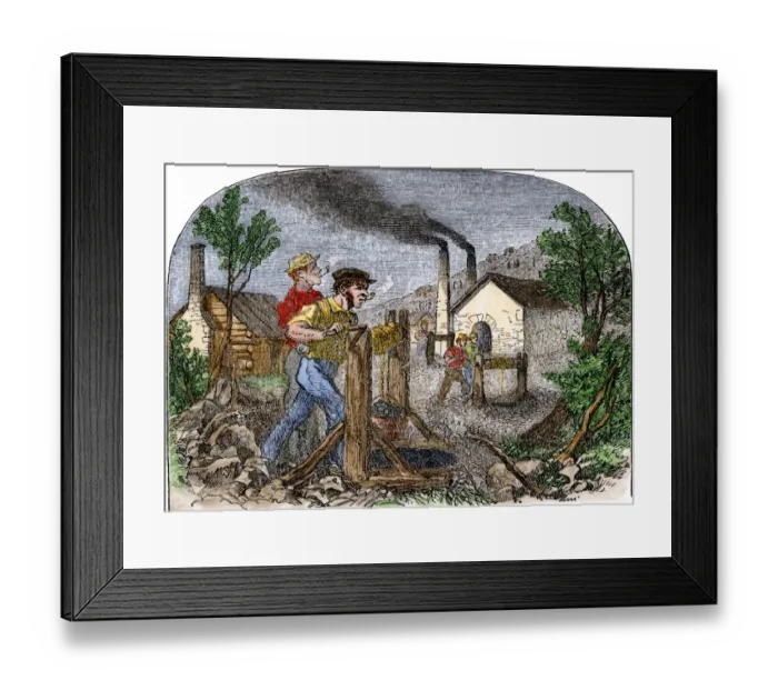 Framed Print : Lead mining in Missouri, mid-1800s