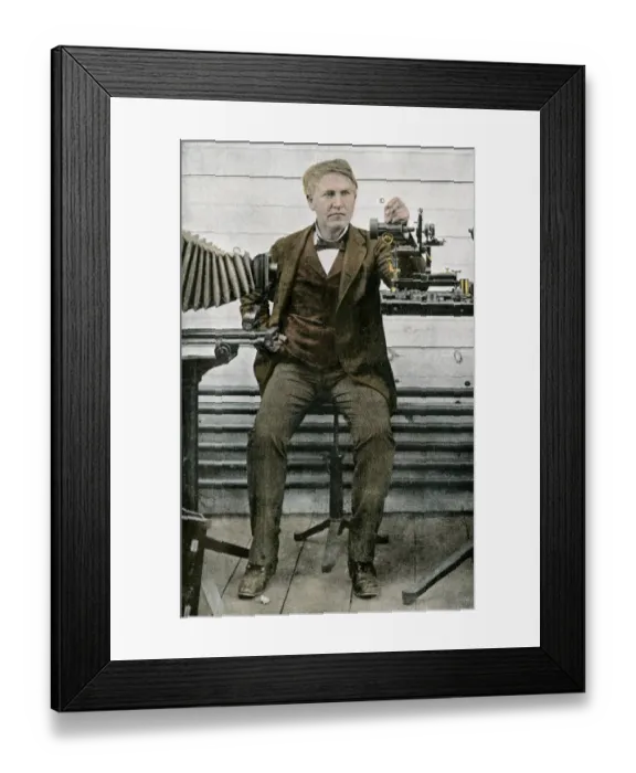 Framed Print : Thomas Edison with his motion picture apparatus Framed Print : Thomas Edison with his motion picture apparatus