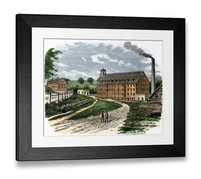 Framed Print : New England textile factory, 1800s Framed Print : New England textile factory, 1800s