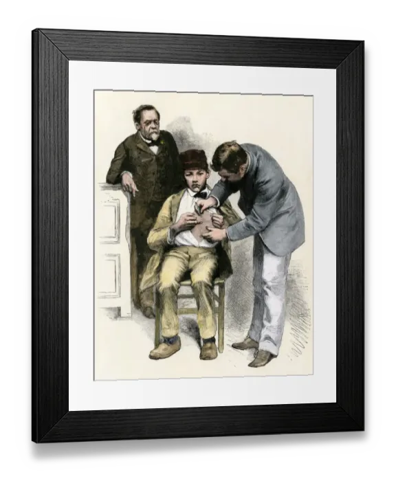 Framed Print : Louis Pasteur supervising an inoculation for hydrophobia (rabies) Framed Print : Louis Pasteur supervising an inoculation for hydrophobia (rabies)