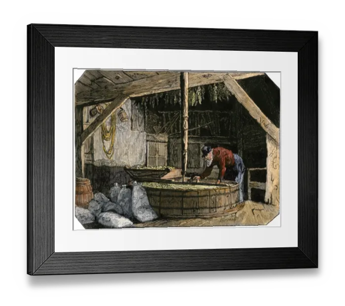 Framed Print : Producing flour in a windmill, Nantucket, 1800s