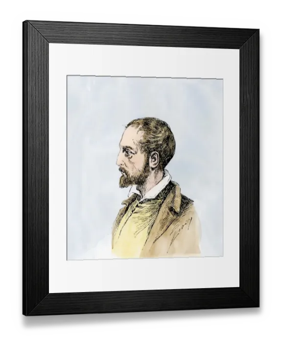 Framed Print : Geronimo Cardano. Hand-colored woodcut