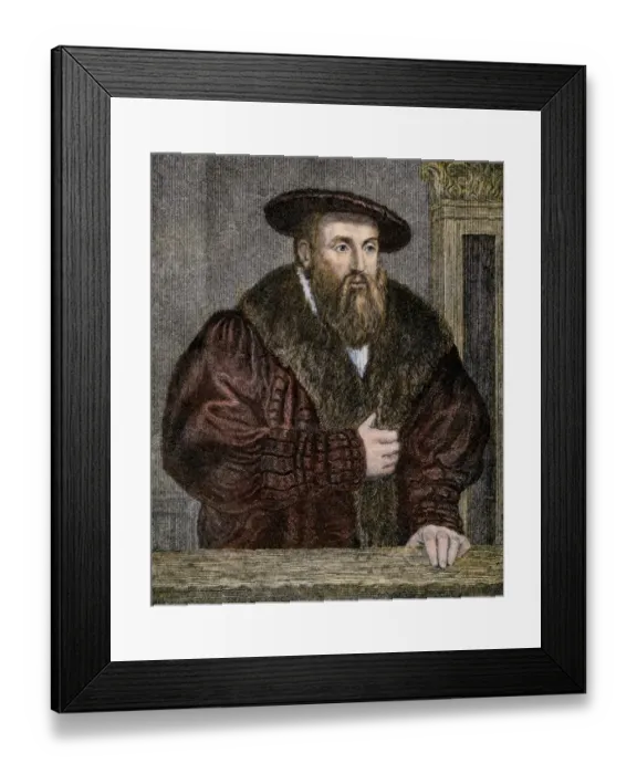 Framed Print : Johann Kepler. Hand-colored engraving