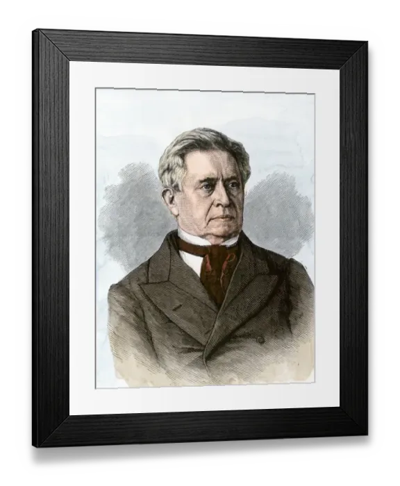 Framed Print : Professor Joseph Henry. Hand-colored woodcut of a 19th-century portrait Framed Print : Professor Joseph Henry. Hand-colored woodcut of a 19th-century portrait