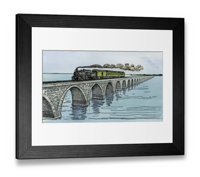 Framed Print : First train over the Key West Railroad Framed Print : First train over the Key West Railroad