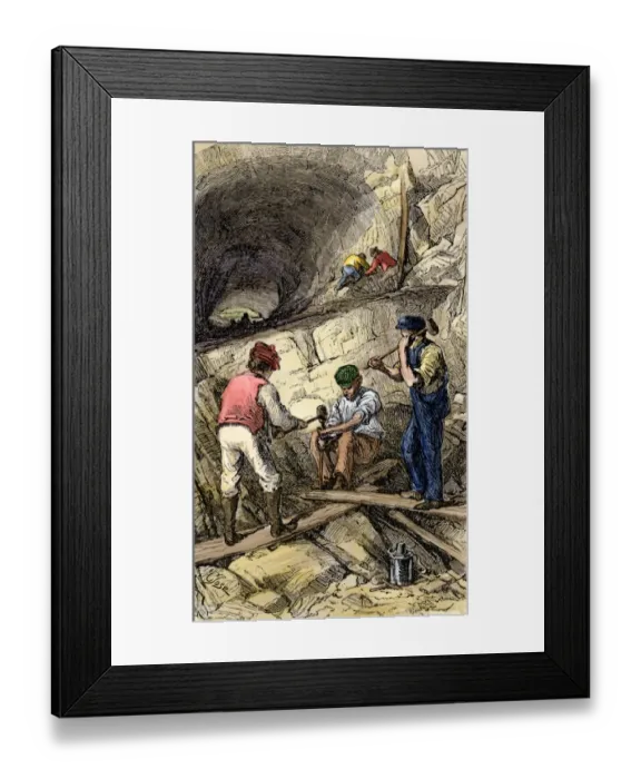 Framed Print : Digging a railroad tunnel Framed Print : Digging a railroad tunnel