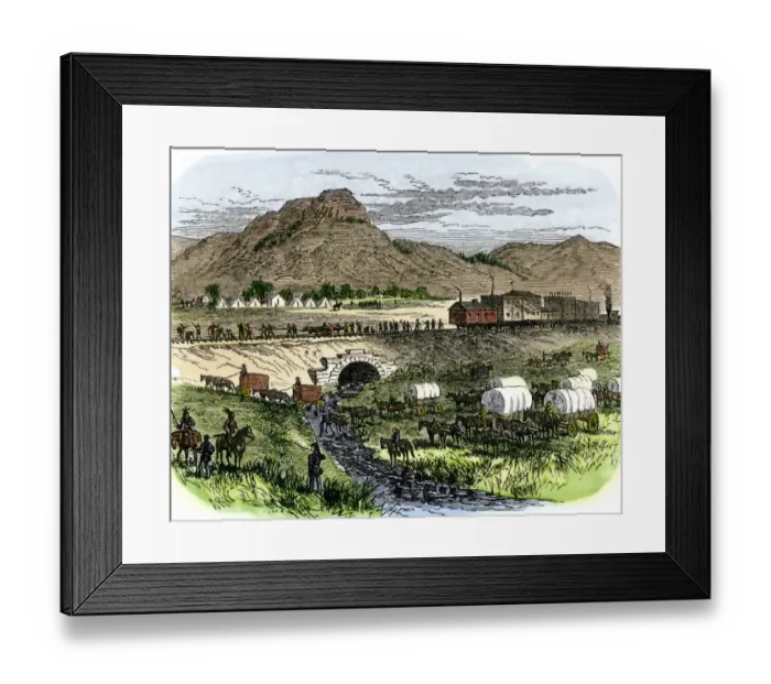 Framed Print : Work party on the transcontinental railroad Framed Print : Work party on the transcontinental railroad