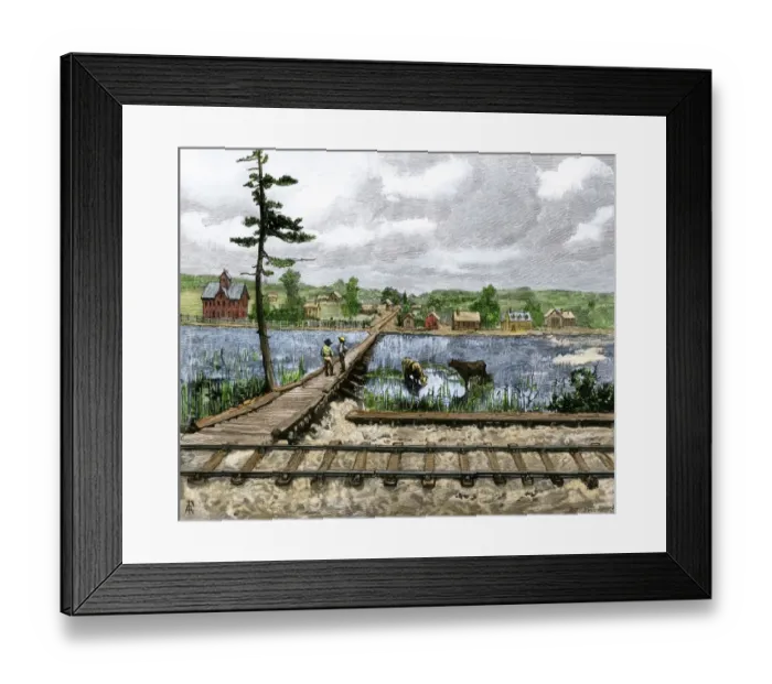 Framed Print : Prairie settlement along the transcontinental railroad Framed Print : Prairie settlement along the transcontinental railroad