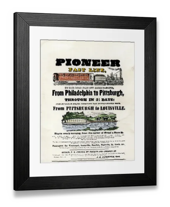 Framed Print : Travel by railroad and canal, 1837 Framed Print : Travel by railroad and canal, 1837