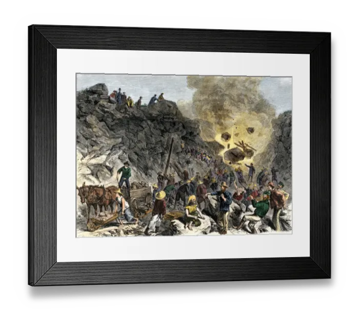 Framed Print : Immigrants building the transcontinental railroad Framed Print : Immigrants building the transcontinental railroad