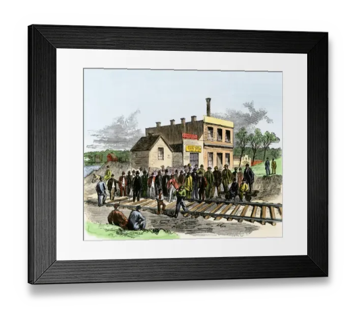 Framed Print : Atchison & Pikes Peak Railroads first section of track, 1865 Framed Print : Atchison & Pikes Peak Railroads first section of track, 1865
