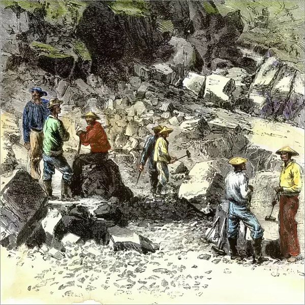 Chinese immigrants working on the transcontinental railroad