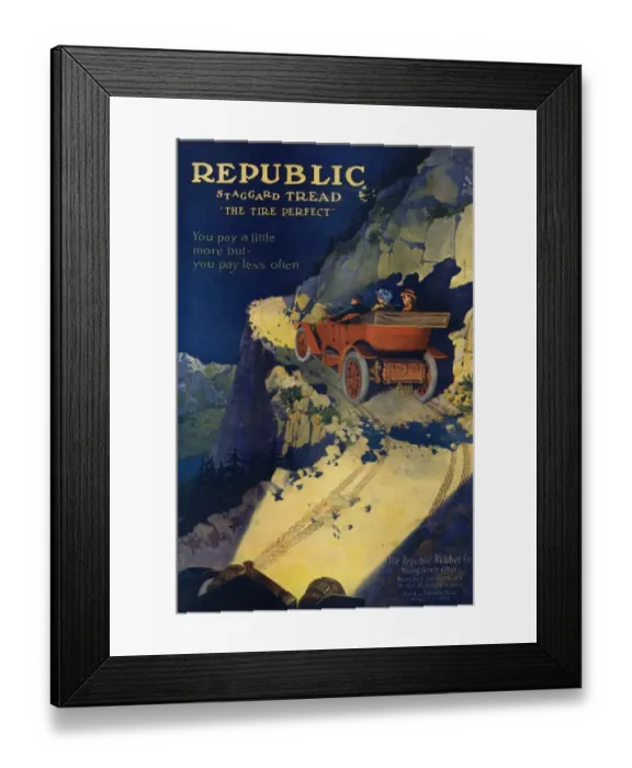Framed Print : Ad for Republic automobile tires Framed Print : Ad for Republic automobile tires