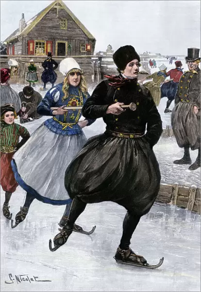 Dutch skaters on the Zuider Zee, 1800s