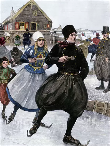 Dutch skaters on the Zuider Zee, 1800s