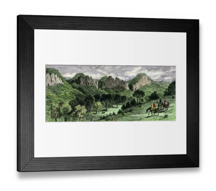 Framed Print : West Virginia family travelling by horse, 1800s Framed Print : West Virginia family travelling by horse, 1800s