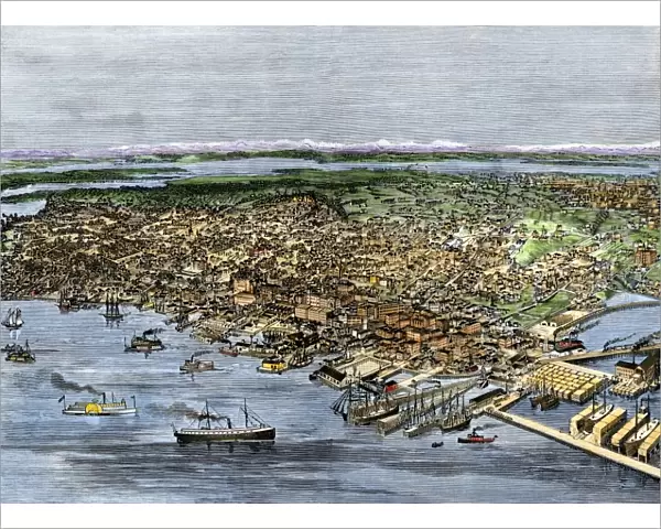Busy Seattle harbor, circa 1890