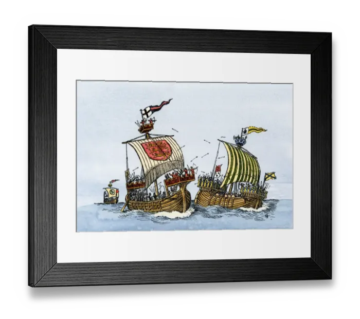 Framed Print : Sea battle in the Middle Ages Framed Print : Sea battle in the Middle Ages
