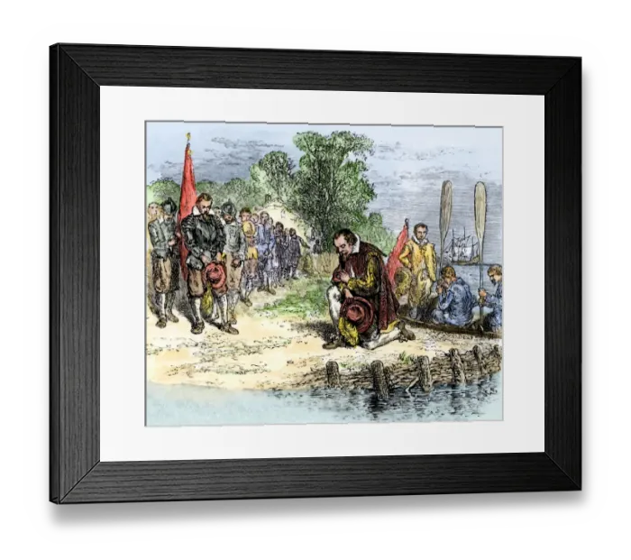 Framed Print : Lord De La Warre welcomed in Jamestown, 1610 Framed Print : Lord De La Warre welcomed in Jamestown, 1610