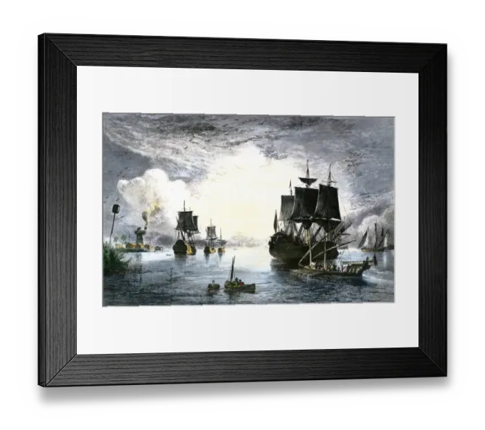 Framed Print : Ships entering the Mississippi River from the Gulf of Mexico, 1700s Framed Print : Ships entering the Mississippi River from the Gulf of Mexico, 1700s