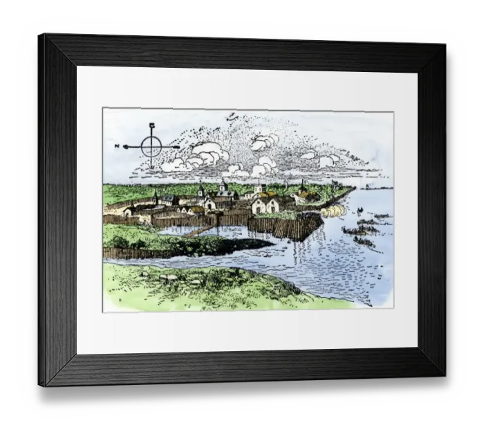 Framed Print : Jamestown settlement in 1622 Framed Print : Jamestown settlement in 1622